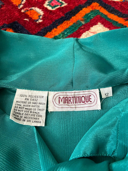 Vintage 1980s Green Pussybow Blouse