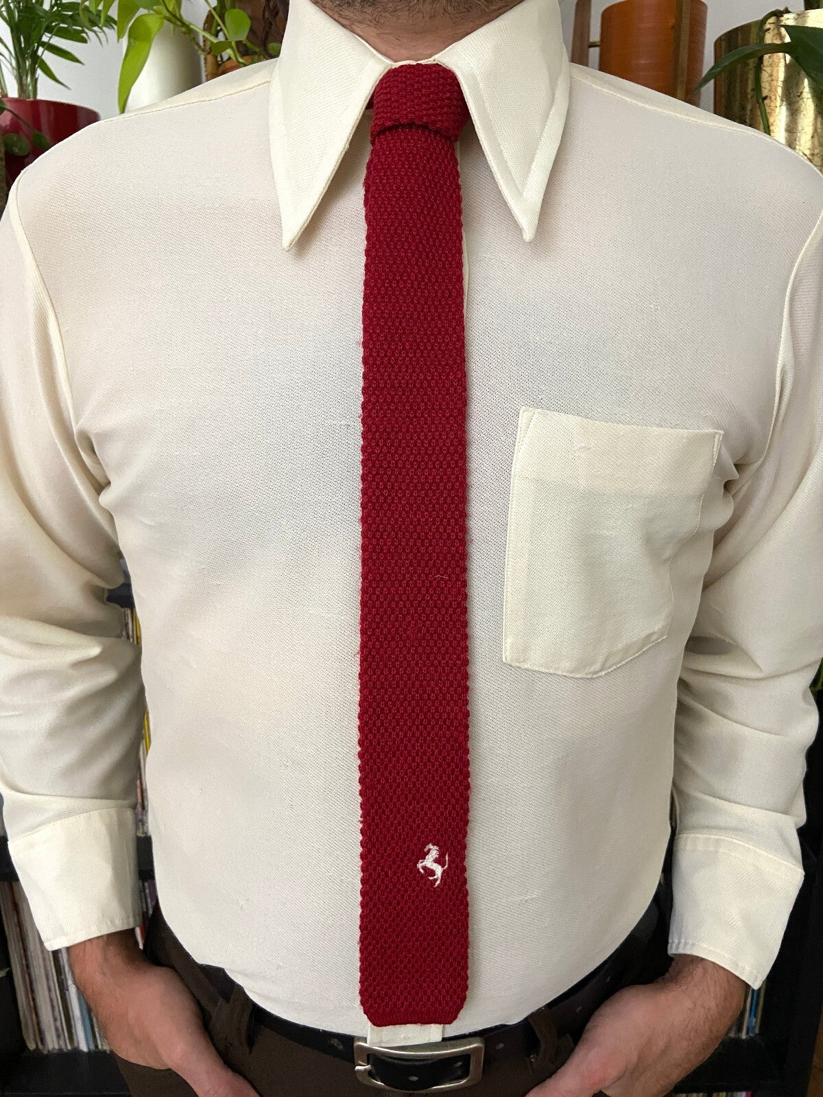 Vintage 1970s Red Ferrari Knit Tie