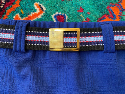 Vintage 1970s Navy Blue Belted Swim Shorts