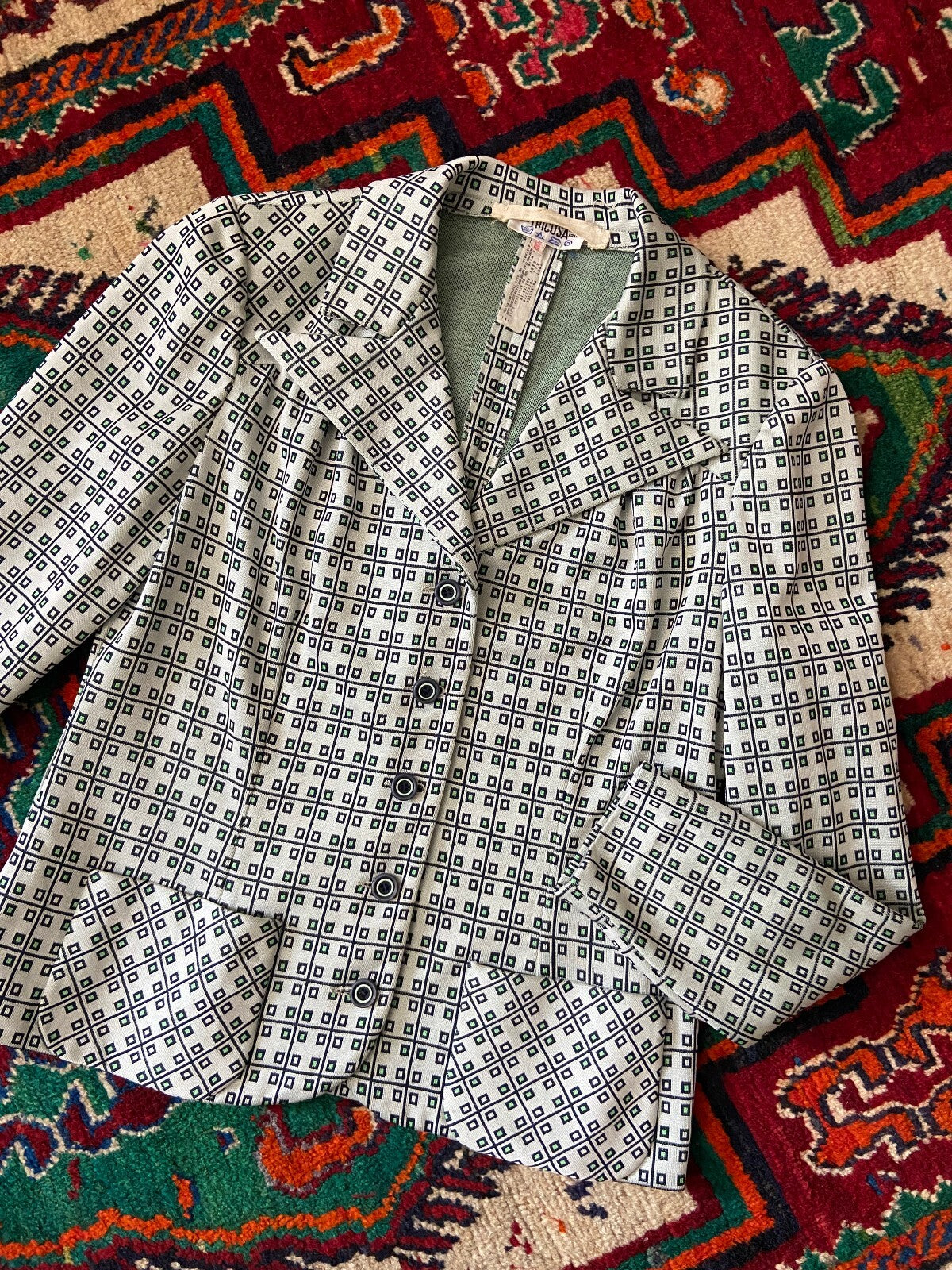 Vintage 1970s Geometric Woven Lightweight Jacket