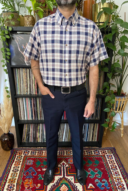 Vintage XL 1980s Par Four Checked Golf Shirt