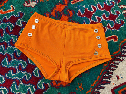 Vintage 1970s Orange Button Detail Swim Shorts