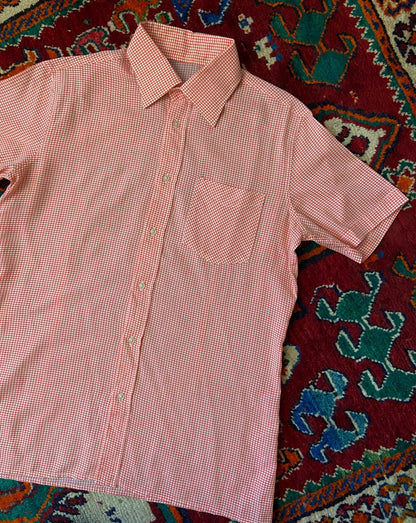 Vintage 1970s Red & White Fine Check Shirt