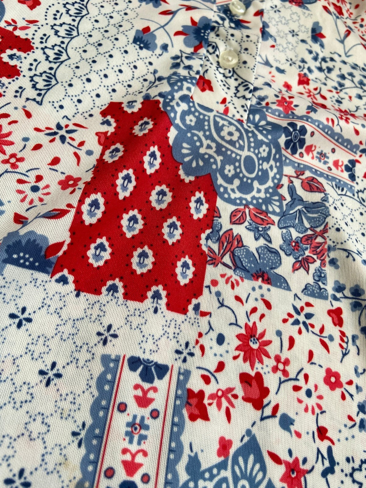 Vintage 1970s Patchwork Belted Shirt