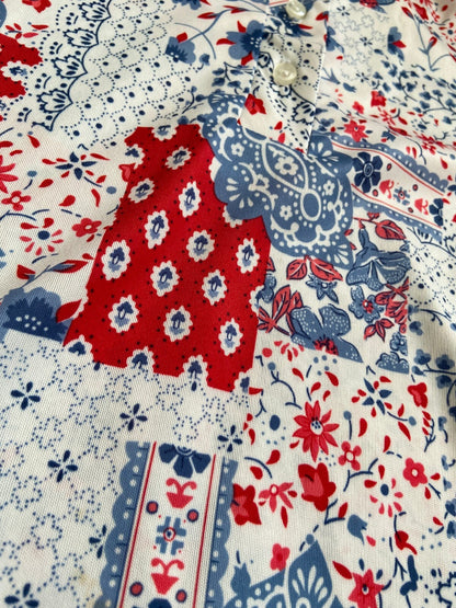 Vintage 1970s Patchwork Belted Shirt