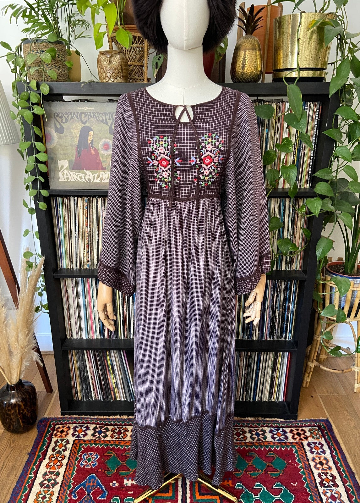 Vintage 1970s Bohemian Embroidered Maxi Dress