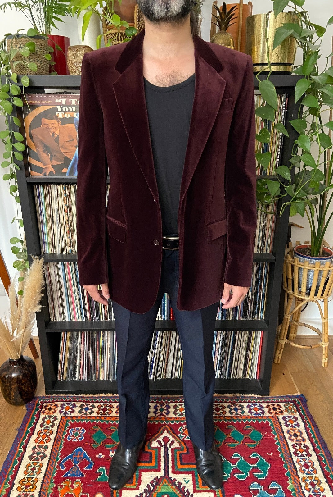 Vintage 1970s Burgundy Rex Trueform Velvet Blazer Jacket