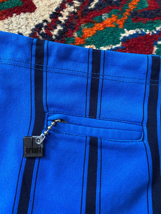 Vintage 1970s Blue Black Striped Swim Shorts