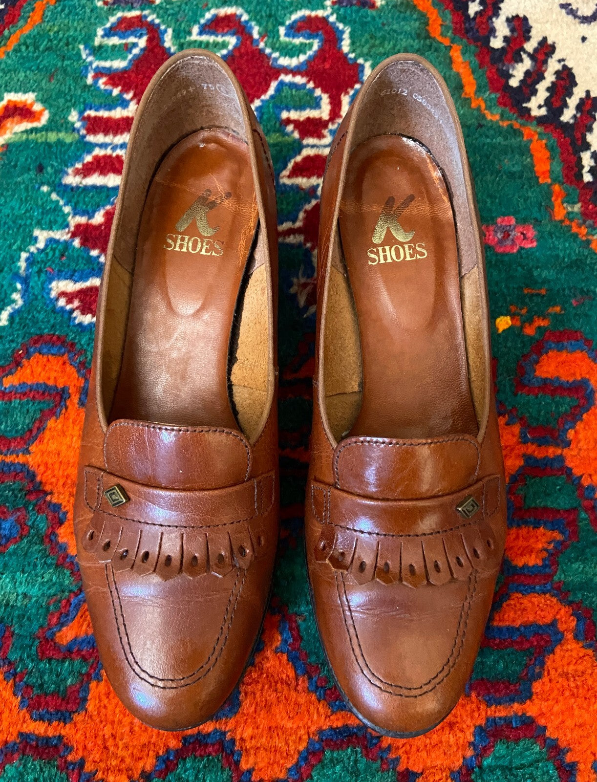 Vintage 1980s Brown Fringed Loafer Pumps UK 5