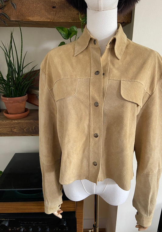 Vintage 1980s Beige Suede Lightweight Jacket