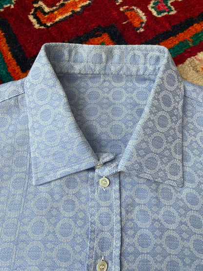 Vintage 1970s Pale Blue Woven Pattern Shirt