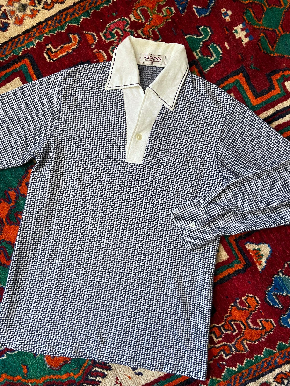Vintage 1970s Japanese Houndstooth Jersey Top