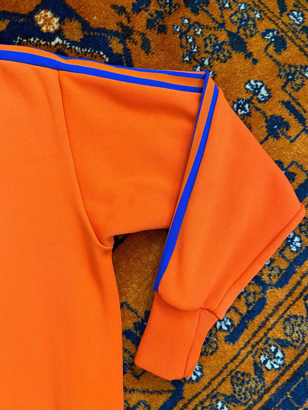 Vintage 1970s Orange Blue Stripe Track Top