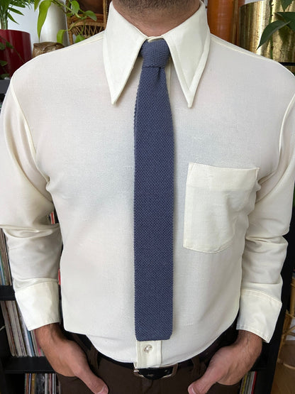 Vintage 1970s Pigeon Blue Wool Tie