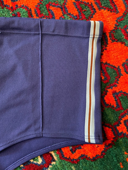 Vintage 1970s Blue Seam Detail Swim Shorts