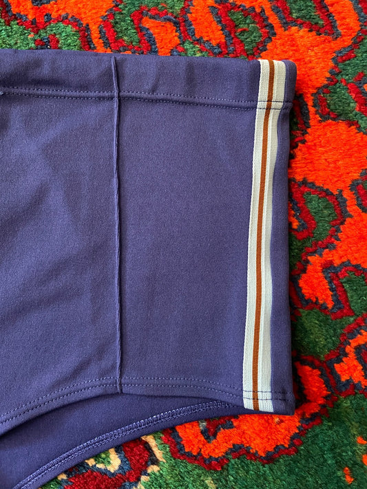 Vintage 1970s Blue Seam Detail Swim Shorts