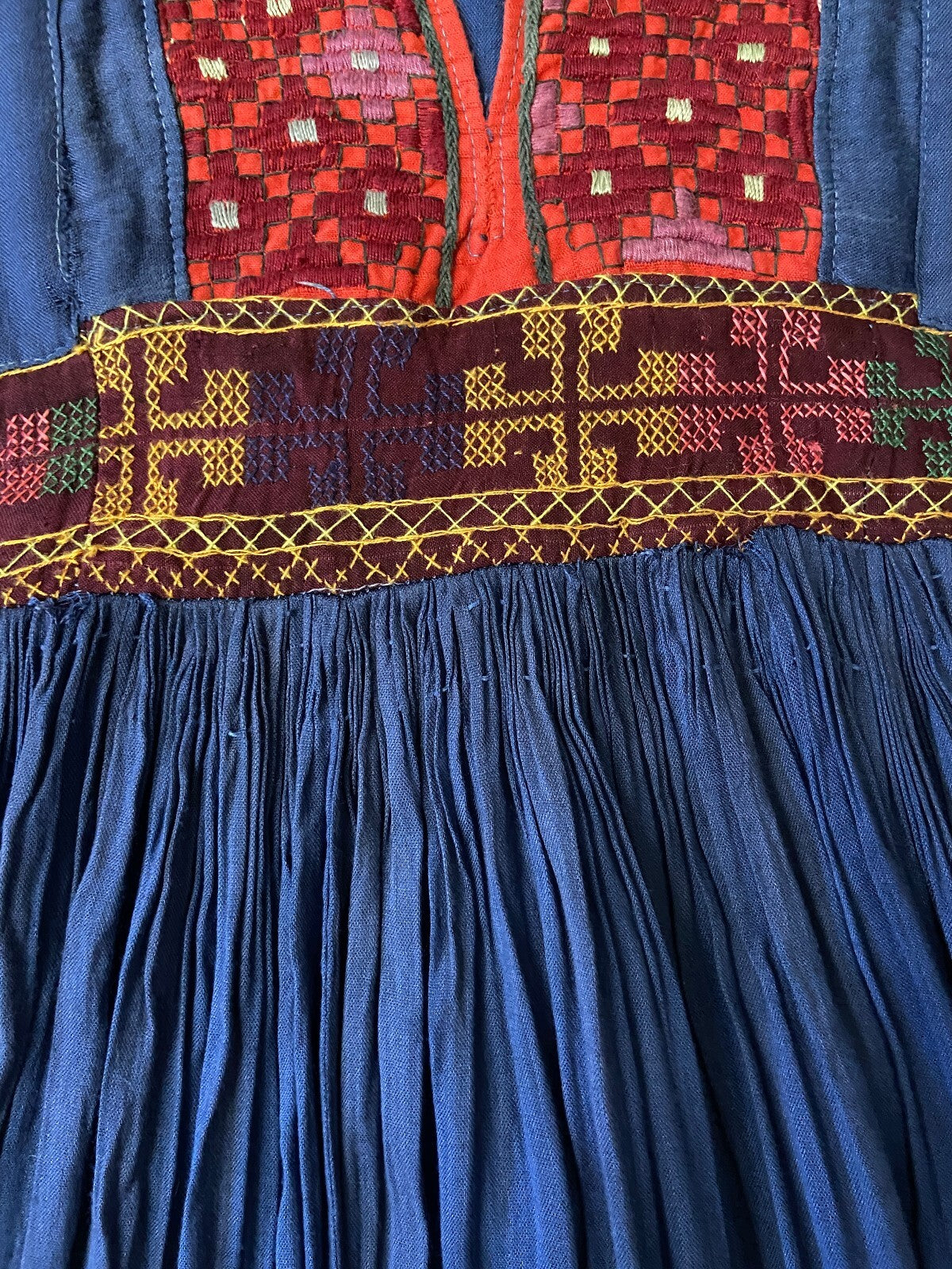 Vintage 1970s Blue Embroidered Afghan Dress