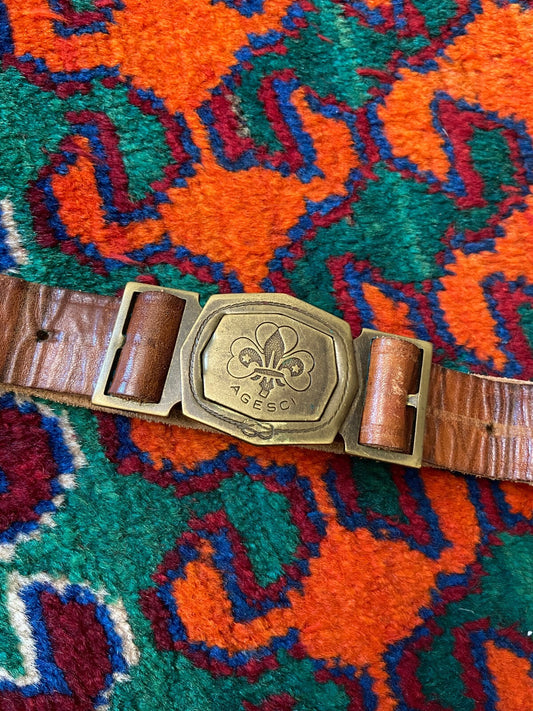 Vintage Italian Guides And Scouts Leather Belt