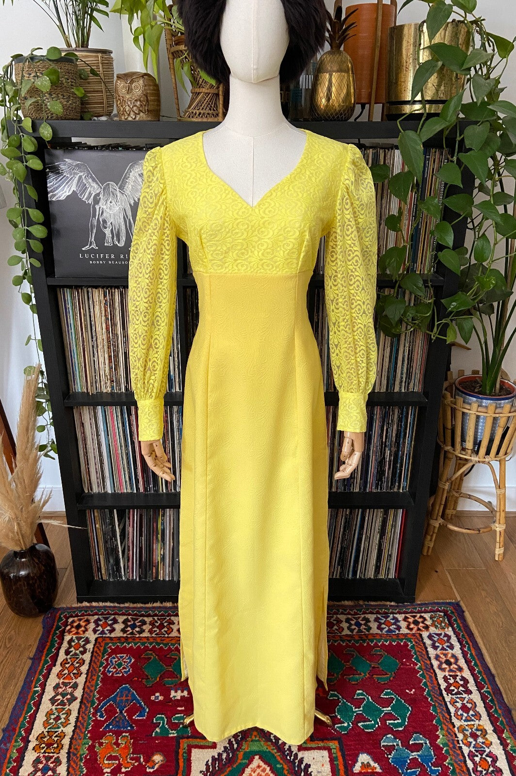 Vintage 1970s Bright Yellow Maxi Dress