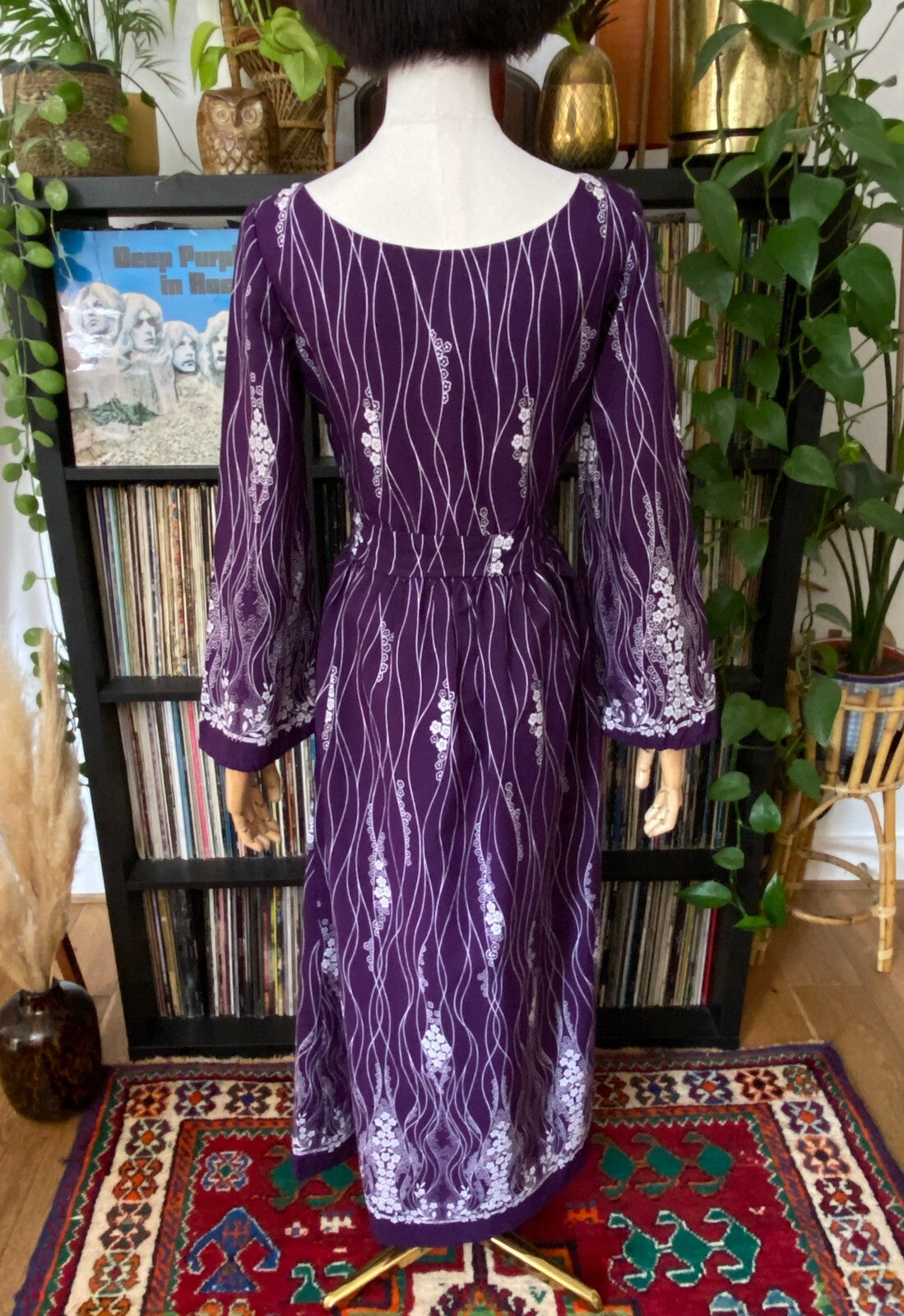 Vintage 1970s Purple Medieval Revival Maxi Dress