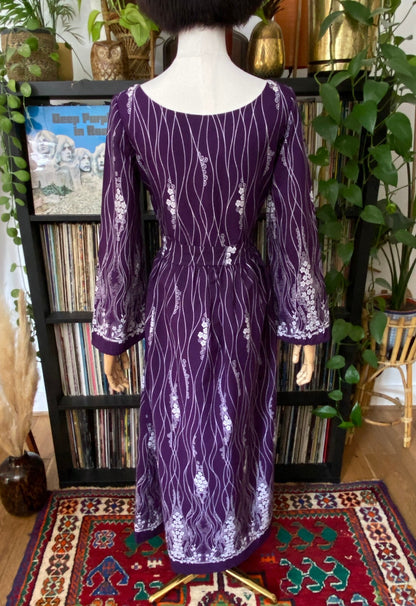 Vintage 1970s Purple Medieval Revival Maxi Dress