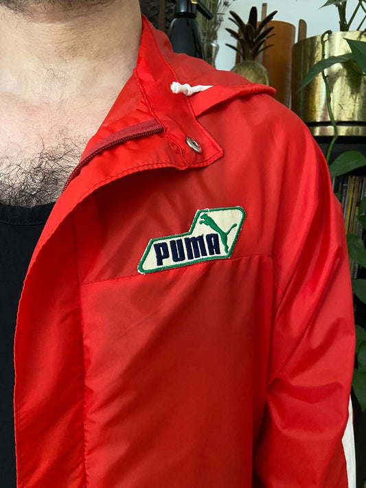 Vintage 1970s Red Puma Hooded Windbreaker