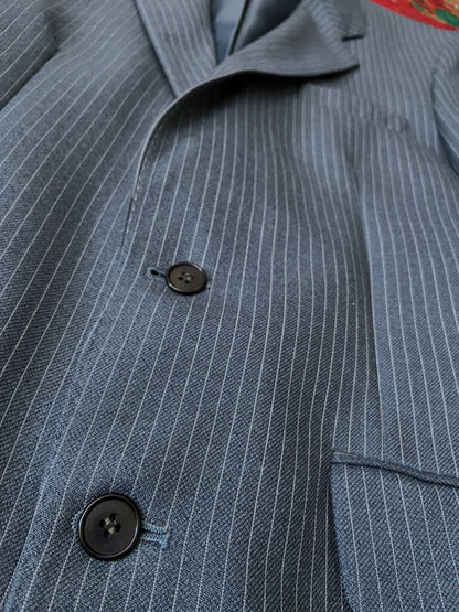 Vintage 1970s Dusty Blue 2 Piece Pinstripe Suit