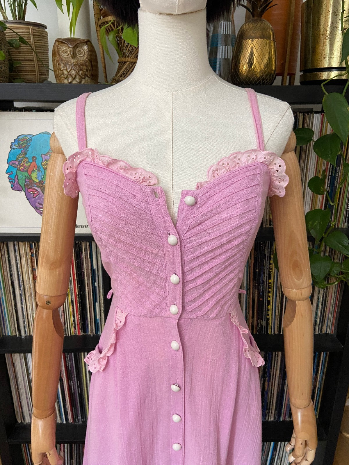 Vintage 1970s Pink Cheesecloth Summer Dress