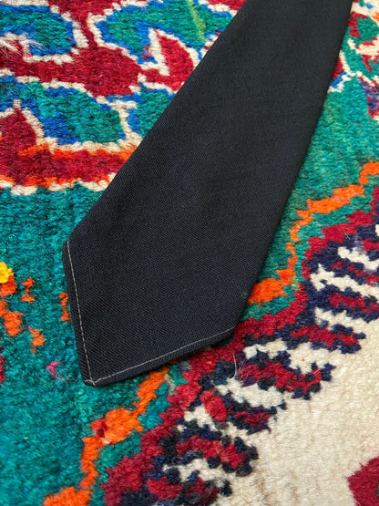 Vintage 1960s Black Wool & Mohair Tie