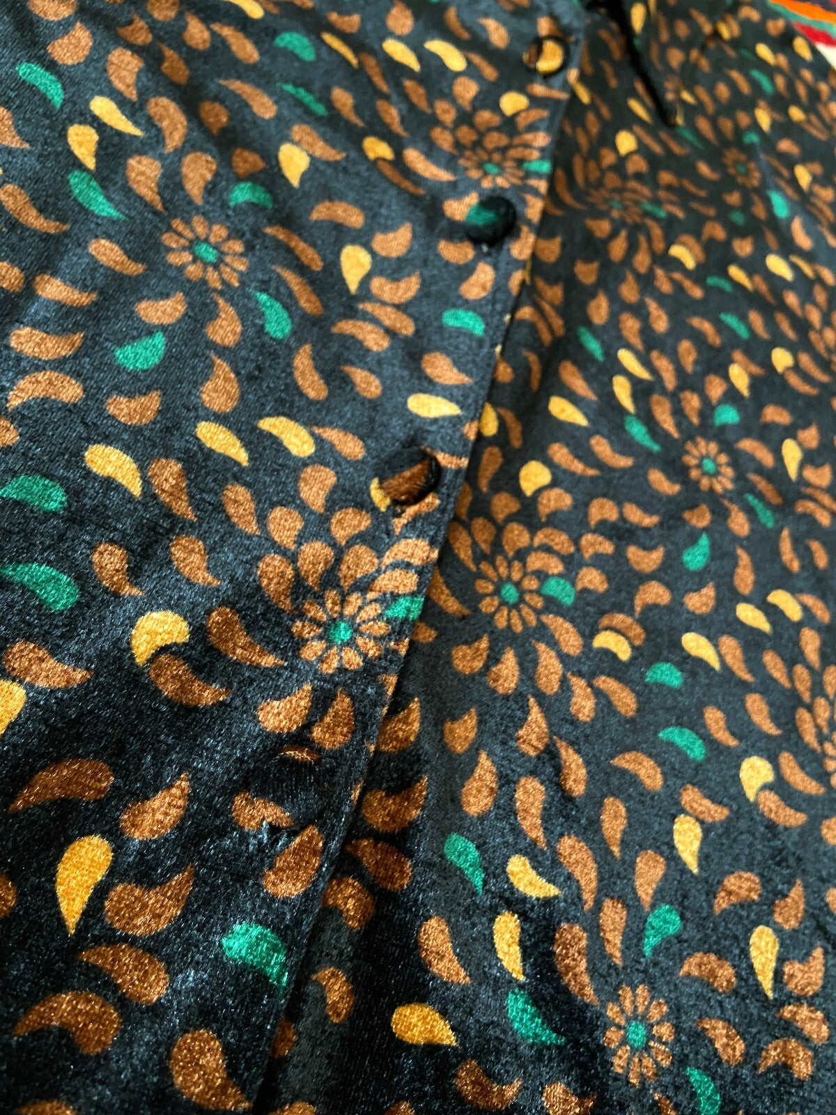 Vintage 1980s Black & Brown Velvet Shirt