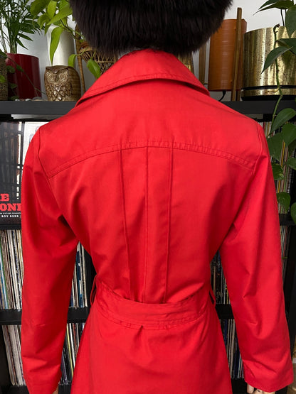 Vintage 1970s Red Mod Raincoat
