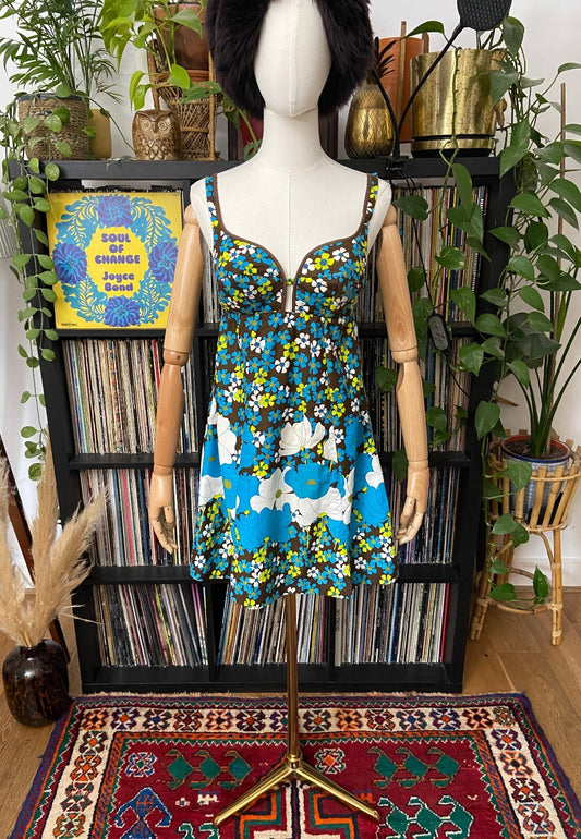 Vintage 1960s Flower Power Mini Dress