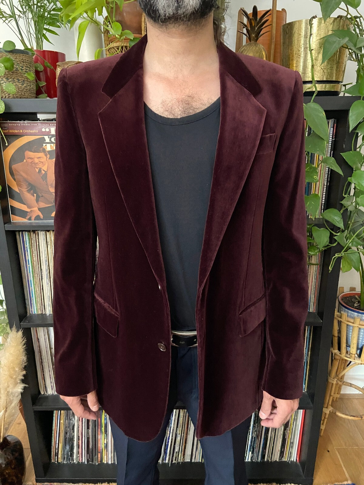 Vintage 1970s Burgundy Rex Trueform Velvet Blazer Jacket