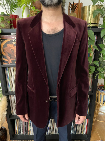 Vintage 1970s Burgundy Rex Trueform Velvet Blazer Jacket