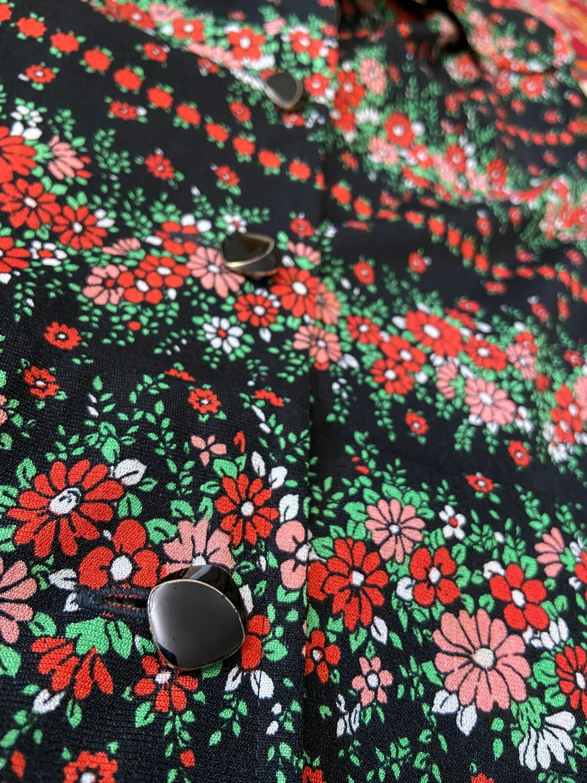 Vintage 1980s Japanese Floral Print Shirt Dress