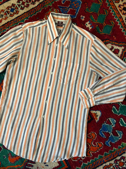 Vintage 1970s Striped Dagger Collar Shirt