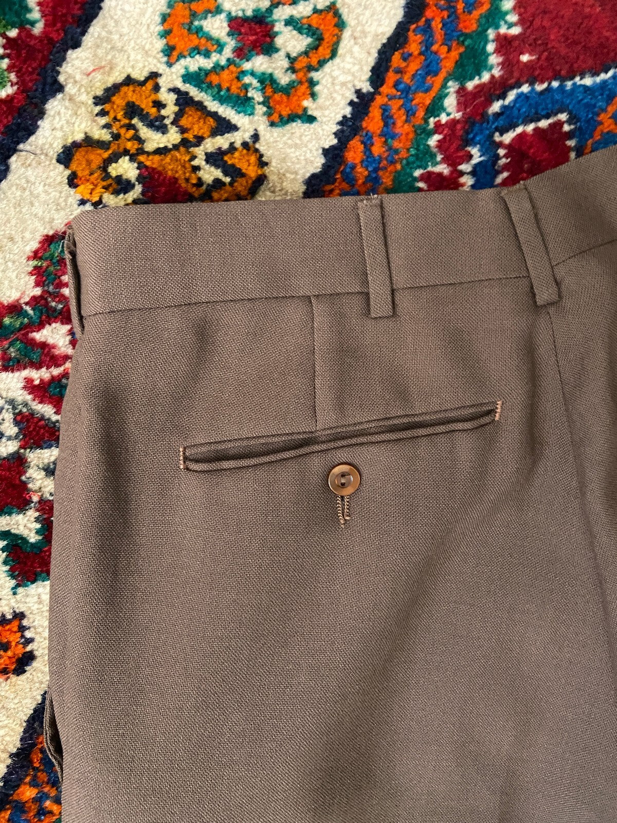 Vintage Brown 1970s Twill Bootcut Trousers W30 / L30
