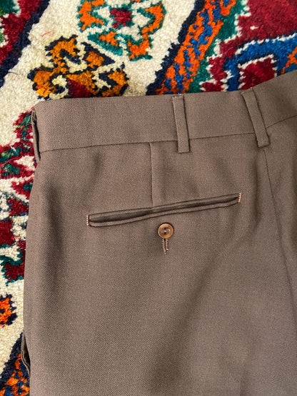 Vintage Brown 1970s Twill Bootcut Trousers W30 / L30