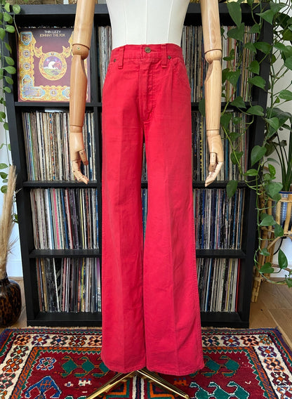 Vintage 1970s Red Wrangler Bluebell Jeans W27