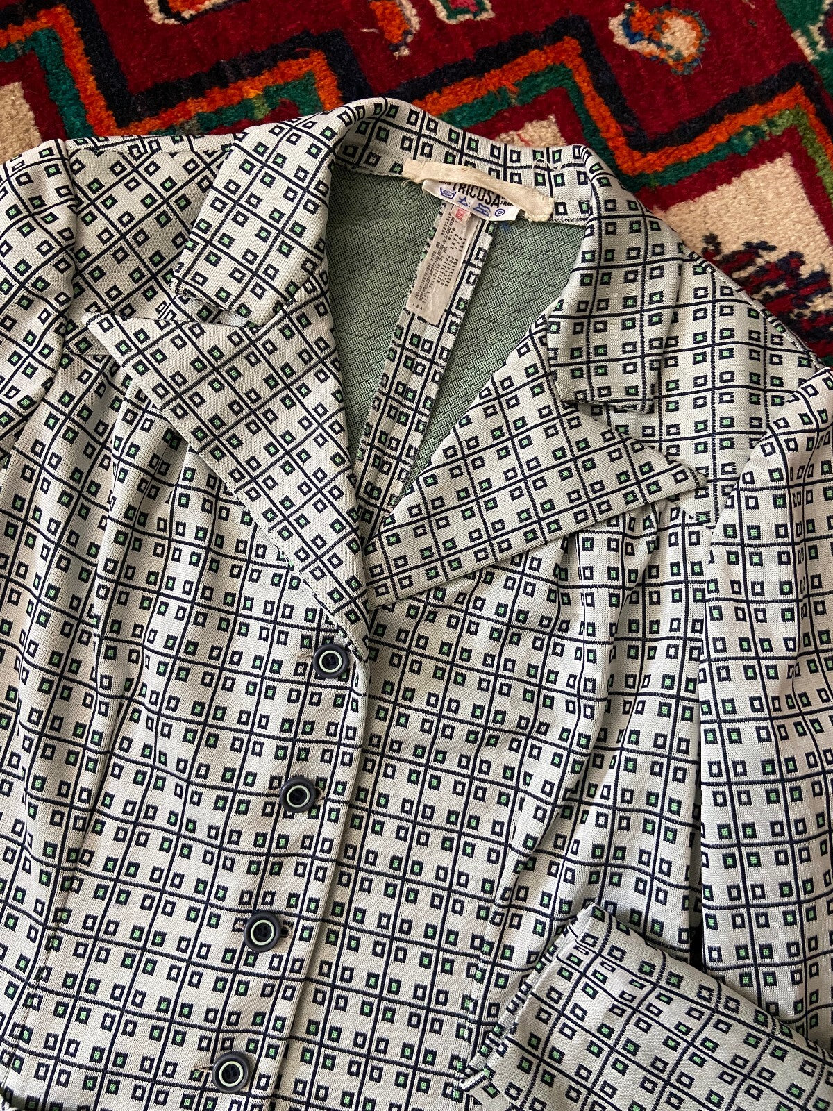 Vintage 1970s Geometric Woven Lightweight Jacket