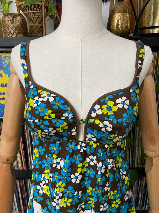 Vintage 1960s Flower Power Mini Dress