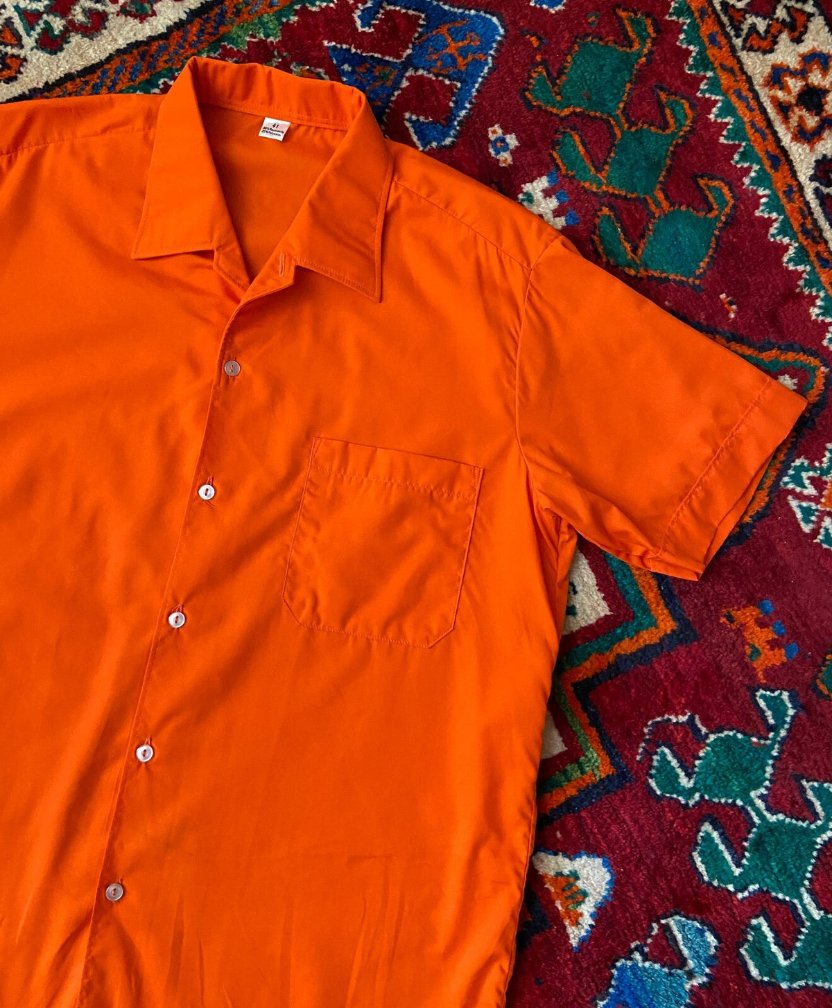 Vintage 1970s Orange Camp Collar Shirt