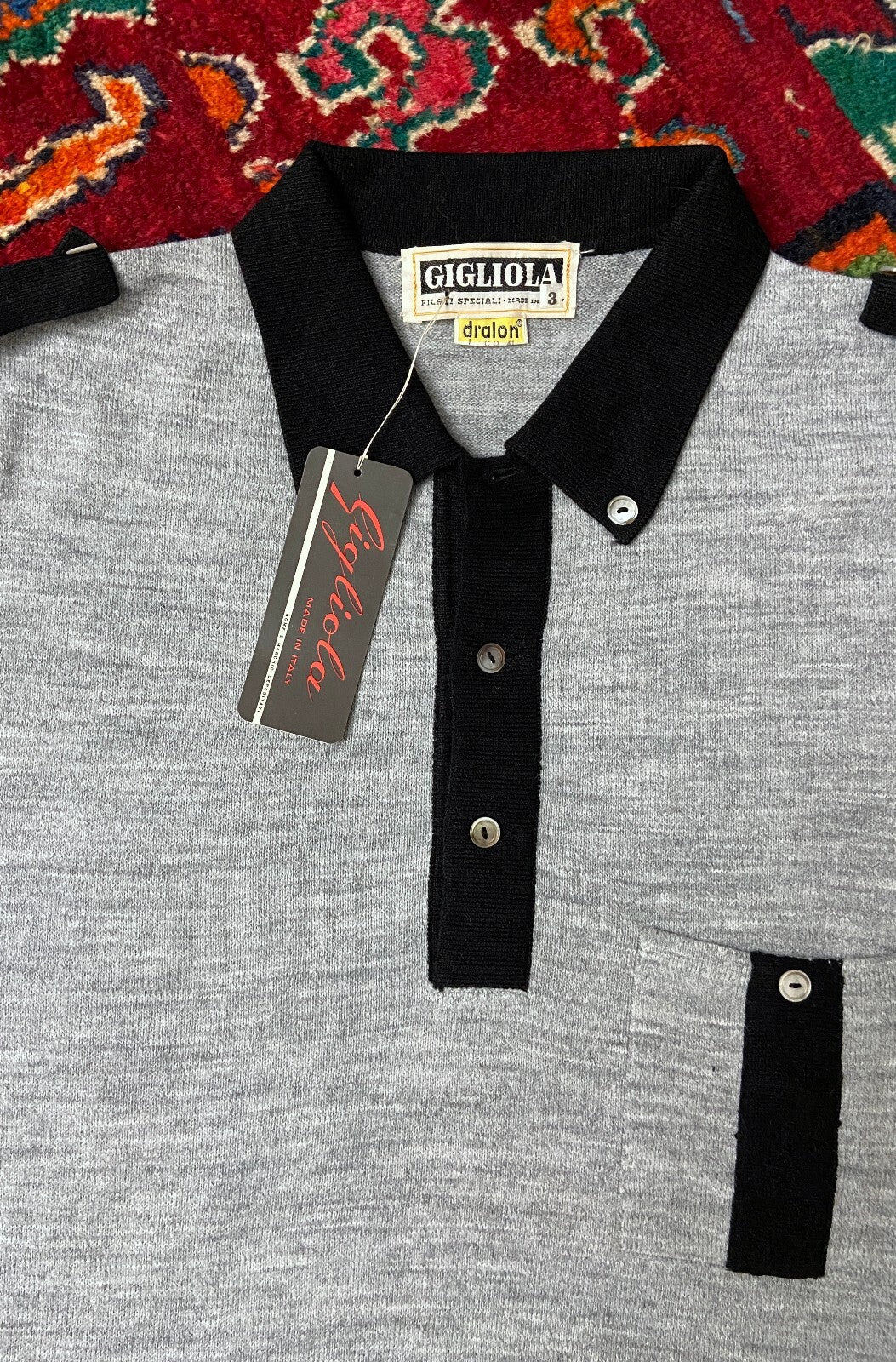 Vintage 1970s Deadstock Italian Knit Polo Top