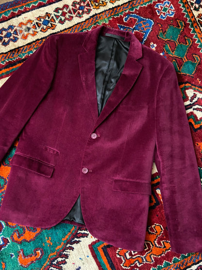 Vintage 90s Magenta Velvet Jacket