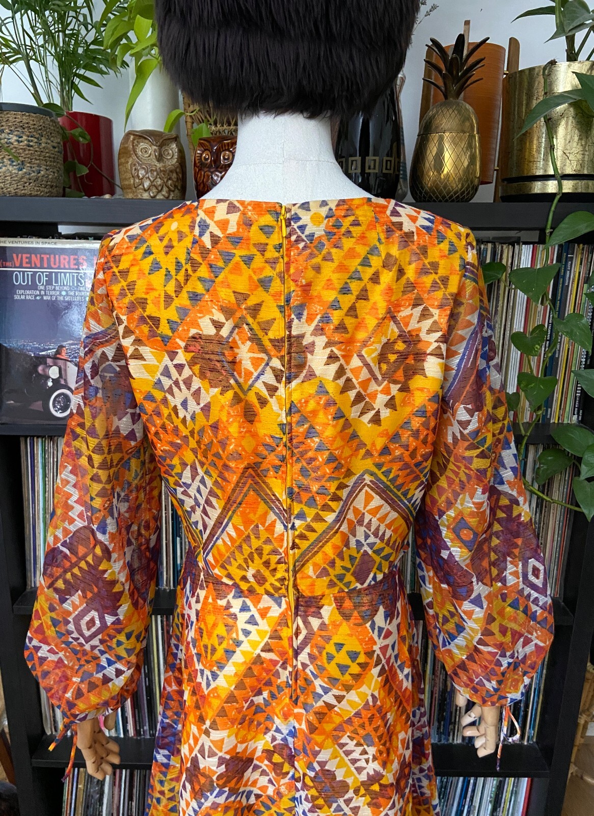 Vintage 1970s Vera Mont Orange Print Mini Dress