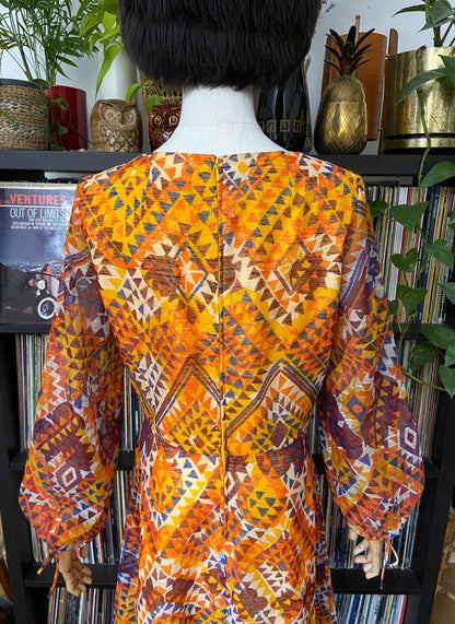 Vintage 1970s Vera Mont Orange Print Mini Dress