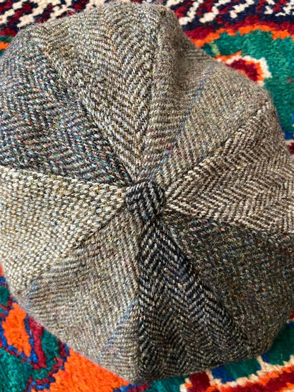 Vintage 1970s Scottish-Made Harris Tweed Flat Cap