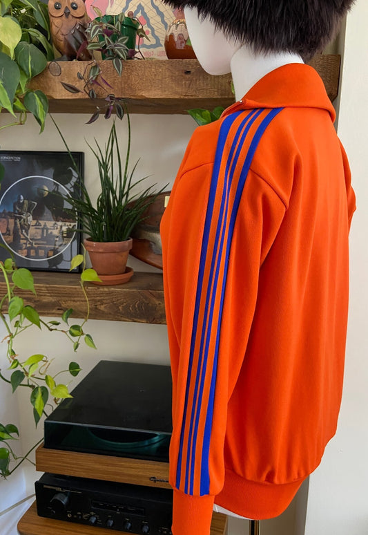 Vintage 1970s Orange Blue Stripe Track Top
