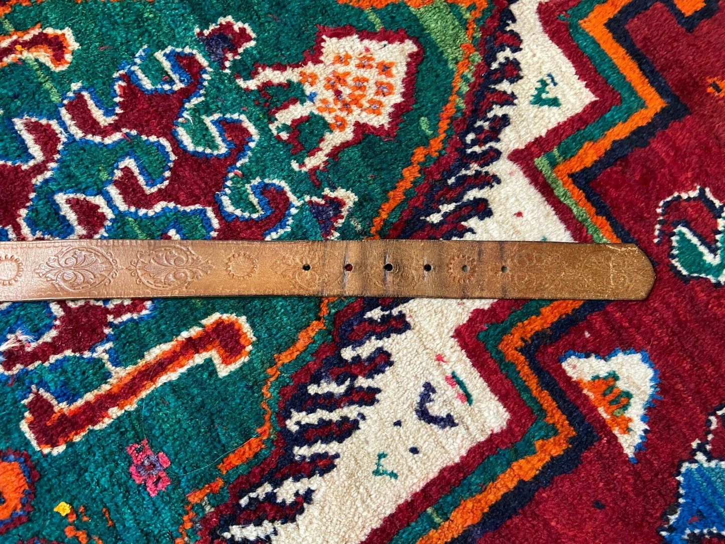 Vintage 1970s Tooled Leather Belt