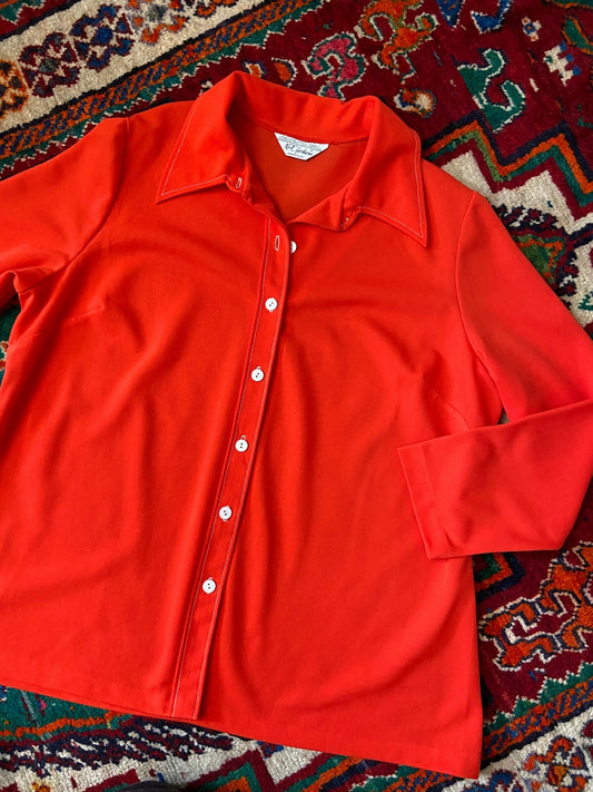 Vintage 1970s Red Dagger Collar Shirt